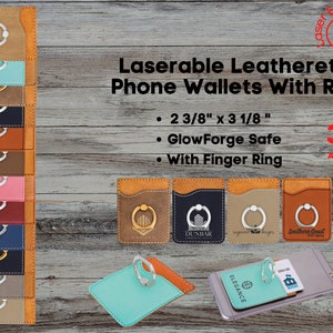 Carteras para teléfono de polipiel que se pueden usar con láser con anillo ~ Suministros Glowforge, Suministros láser, Parches para sombreros, Iron-on ~