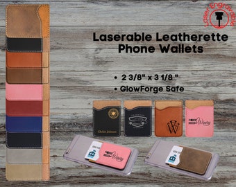 Laserable Leatherette Phone Wallets ~ Glowforge Supplies, Laser supplies, Hat Patches, Iron-on ~