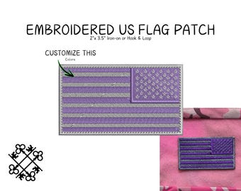 Embroidered American Flag Patch, Custom Colors, Hook and Loop