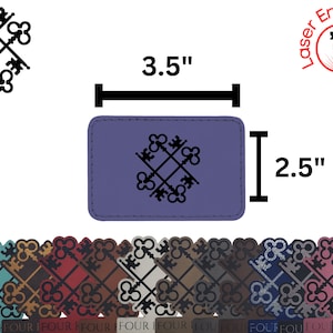 May include: A purple leather patch with a black key design. The patch is 3.5 inches wide and 2.5 inches tall. The patch is laser engravable.