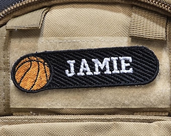 Personalized Basketball Bag Tag- Embroidered Patches - Sports Patches - Name Tapes - Patches for Jacket, Coat, Vest, Bag, BookBag ~