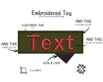 Custom Embroidered Patch 2" x 6" , CORDURA 1000D Fabric, Hook and Loop