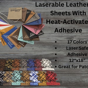 Laserable Leatherette Sheets 12x18 With Heat Activated Adhesive~ Laser Supplies, Glowforge Supplies,xtool,omtech~