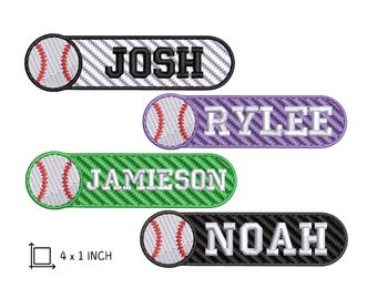 Personalized Baseball Bag Tag- Embroidered Patches - Sports Patches - Name Tapes - Patches for Jacket, Coat, Vest, Bag, BookBag ~
