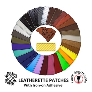 Kunstleerpatches, blanco met zelfklevende, lange rechthoek | Glowforge, laserbaar kunstleer, hoedenpatches, leren patch, opstrijkpatch