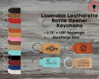 Laserable Leatherette Rectangle Keychain ~ Glowforge Supplies, Laser supplies, Key Chain, Charm ~,xtool,omtech~