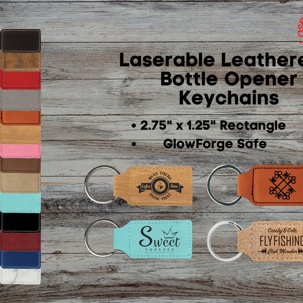 Laserable Leatherette Rectangle Keychain ~ Glowforge Supplies, Laser supplies, Key Chain, Charm ~,xtool,omtech~