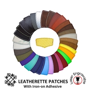 Leatherette Patches Blank with Heat Adhesive, Sheild | Glowforge, Laserable Leatherette, Hat Patches, Leather Patch, Iron on Patch