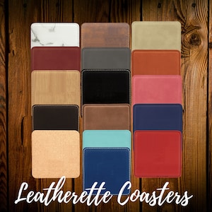 Leatherette Coaster, Engravable, Wedding gift, ~Glowforge Supplies, Laser Blanks, Wholesale~,xtool,omtech~
