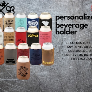 Personalized Leatherette Can Holder, ~Wedding, Gifts, Gift for dad, Family, Party, Gathering, Birthday~