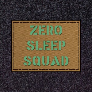 Parche cortado a láser de Zero Sleep Squad, 5 x 7,6 cm, tejido CORDURA 1000D, cierre de velcro