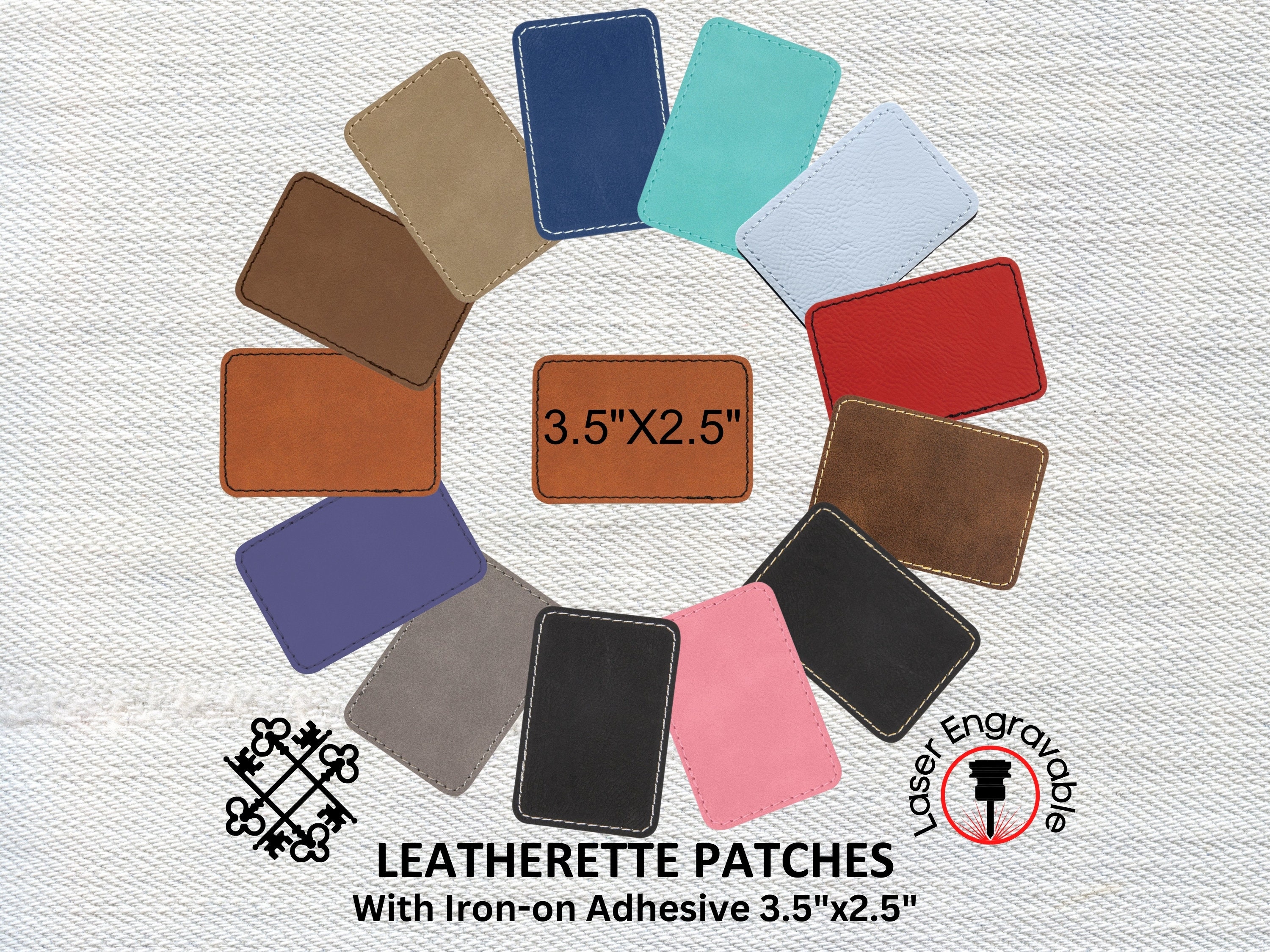 Leatherette Patches With Heat Adhesive, Rectangle 3.5x2.5