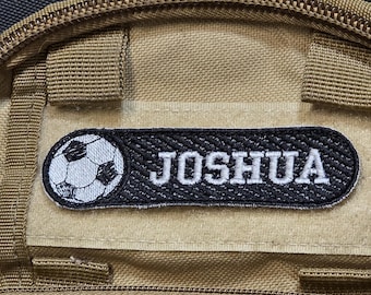 Personalized Soccer Bag Tag- Embroidered Patches - Sports Patches - Name Tapes - Patches for Jacket, Coat, Vest, Bag, BookBag ~