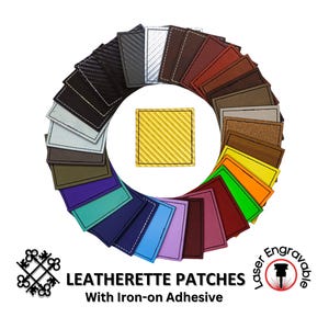 Kunstleerpatches, blanco met lijm, vierkant | Glowforge, laserbaar kunstleer, hoedenpatches, leren patch, opstrijkpatch