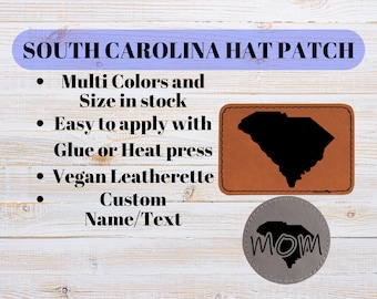 South Carolina Leatherette Hat Patch ~SC, Leather Patch, Engraved Gift, Custom Name~,xtool,omtech~