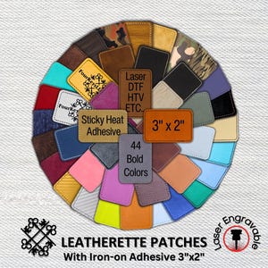 Kunstleerpatches, blanco met lijm, rechthoek 3"x2"| Glowforge, laserbaar kunstleer, hoedenpatches, leren patch, opstrijkpatch