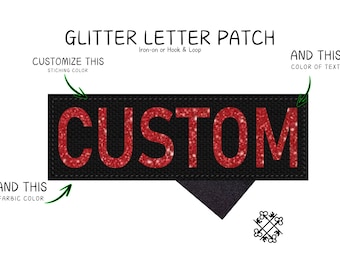 Custom Patch W/ Glitter letters Personalized Name Tag Iron-On Sew-On Uniform Patch for Backpack Jacket Vest DIY Gift