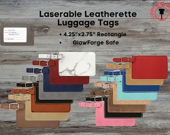 Laserable Leatherette Luggage Tag ~ Glowforge Supplies, Laser supplies, Bag Tag, Baggage Check ~,xtool,omtech~