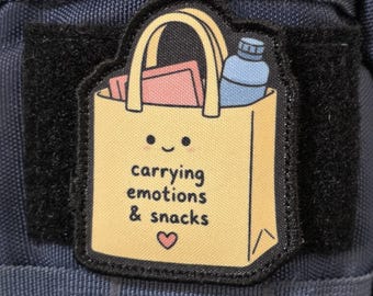 Emotional support bag – Iron-On, Funny Tactical Morale Patch | Custom Quote Patch | Hook & Loop Patch for Backpack, Vest, Hat, Gear