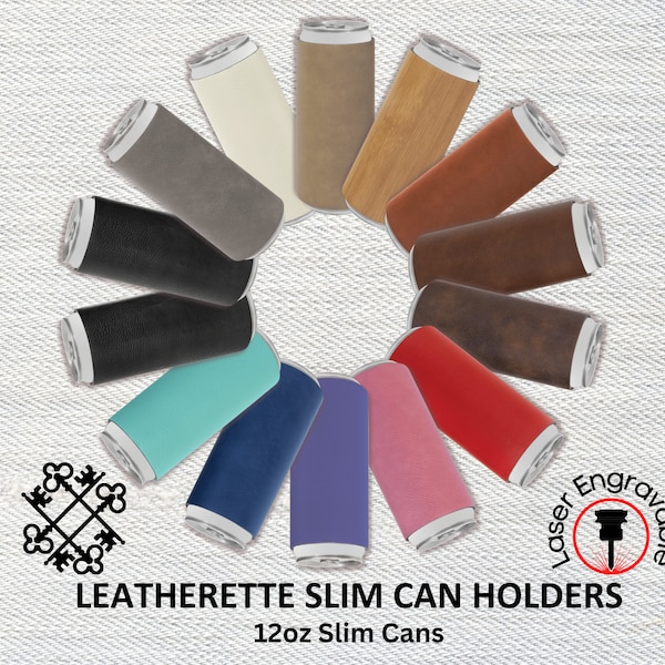 Leatherette Slim Can Holder, Slim Can Beverage Sleeve, Engraving Blanks, Glowforge, Laserable Leatherette, Blanks, Can Holder, Engravable