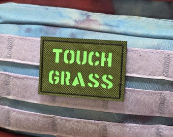 Touch Grass Laser Cut Patch 2" x 3" , Tactical Gear, EDC, 2x3
