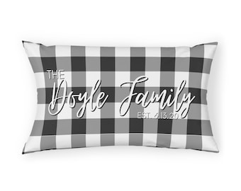Custom Family Name Buffalo Check Pillow Cover