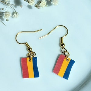 Tiny Pansexual Pride Flag Drop Earrings, Pan Pride, Pride Earrings, LGBT, lgbtq, Queer, Pride, LGBT Jewelry, LGBT Earrings