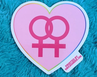 Sapphic Pride Sticker: Intertwined Venus Symbols, Waterproof Vinyl Decal