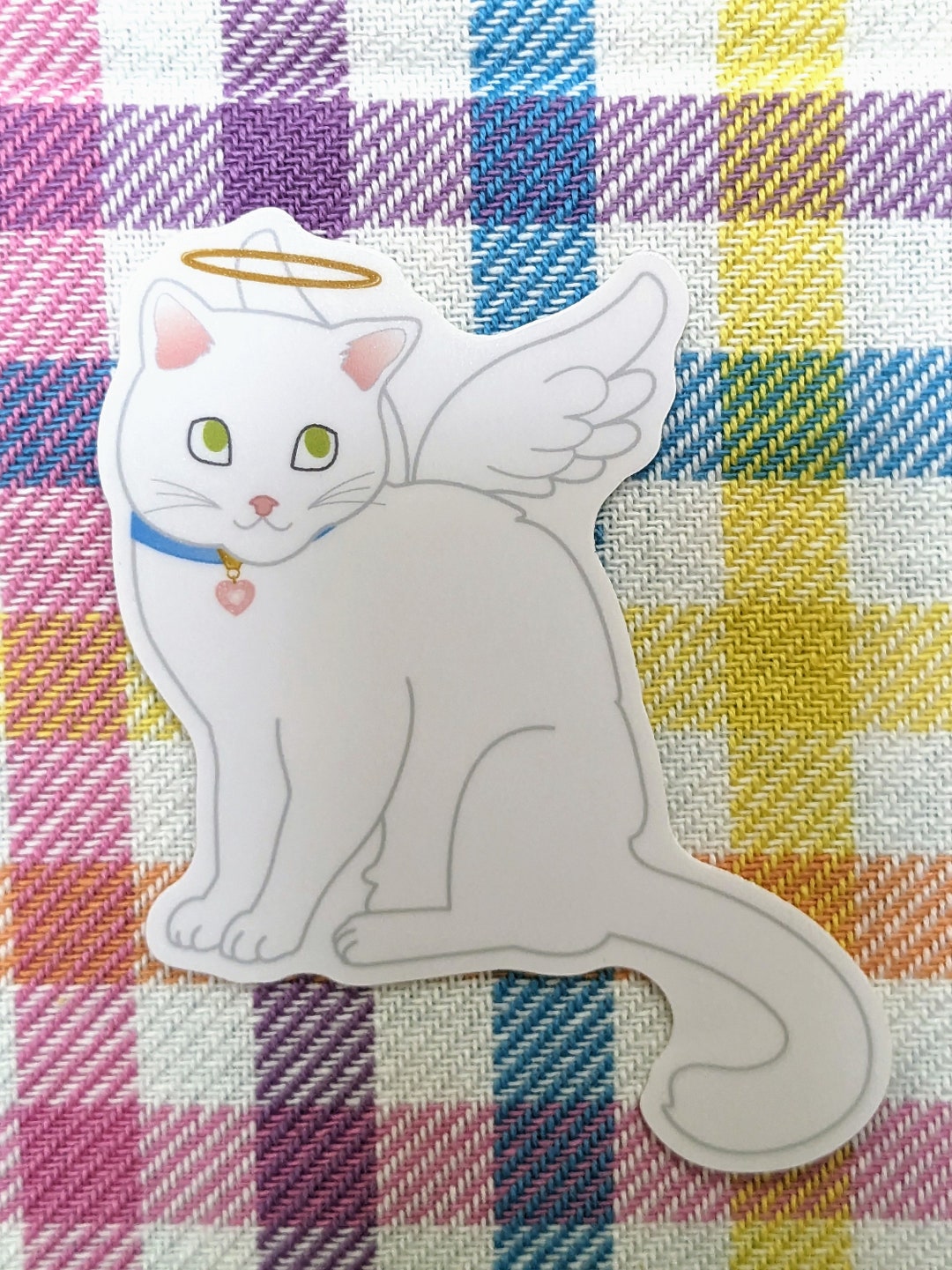 Angel White Cat Sticker, Angelic Cat, Waterproof Sticker, Coquette ...