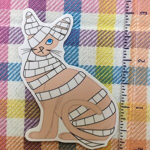 Mummy Cat Sticker, Syphnx Cat, Hairless Cat, Waterproof Sticker, Halloween Decal, Spooky, Cute