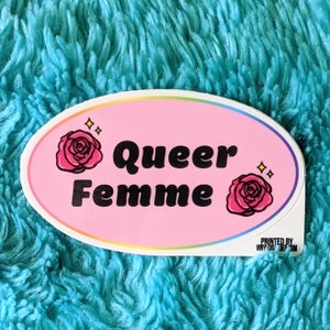 Queer Femme Waterproof Vinyl Sticker, WLW sticker, LGBTQ sticker, Femme Lesbian Sticker, Femme Bi Sticker