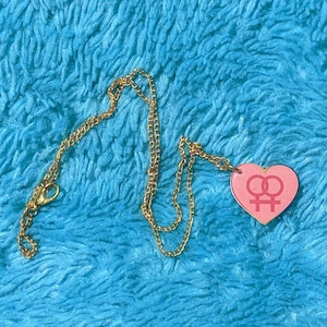 Sapphic Necklace, WLW Necklace, Lesbian Jewelry, LGBT, LGBTQ, Queer Femme, Pride, Venus Heart, Gay, Pride Accessories, Women Loving Women