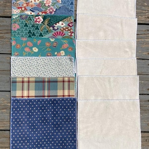 Luxury Reusable Towels and Washcloths, Organic Cotton Terry Back, Eco-Friendly Handmade, Japanese Floral, Cottagecore, Plaid and Cat Designs