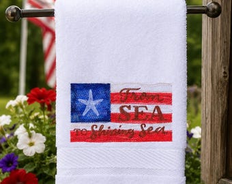 Besticktes Handtuch mit Americana Flagge im Vintage Stil