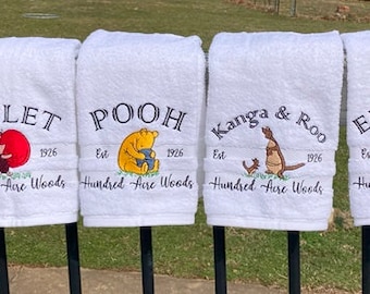 Pooh-Themed Set of 6 Hand Towels- 100% Cotton- Established Story From 1926