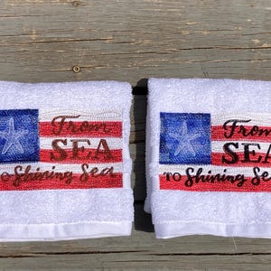 Patriotic Embroidered Hand Towel: Americana Flag Decor, 4th of July