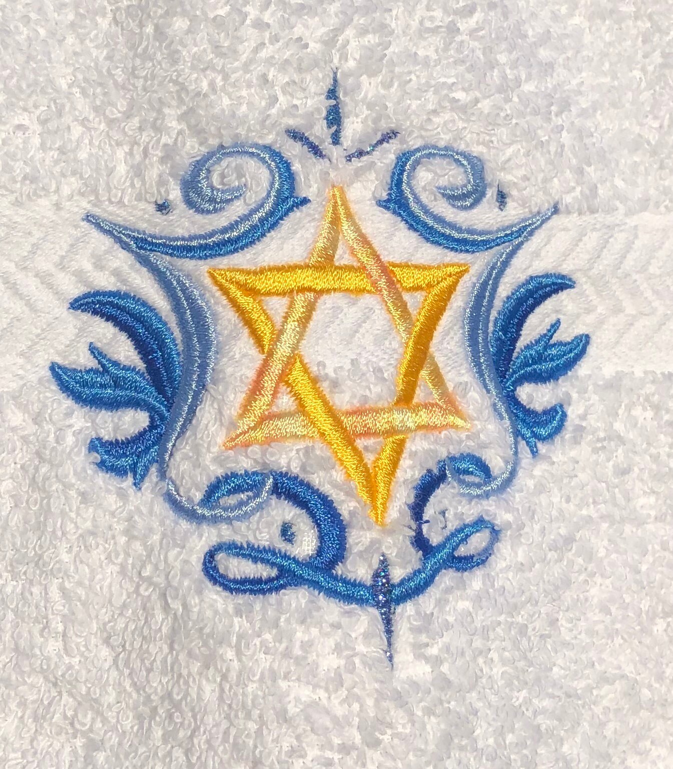Embroidered Hanukkah Hand Towel Star of David Etsy