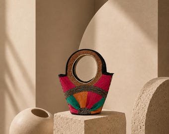 Ręcznie tkana torba ze słomy | Letnia torebka artystyczna | Szykowna torebka wakacyjna | Torba w stylu kurortu | Luksusowa torba boho – kolumbijski projekt rzemieślniczy