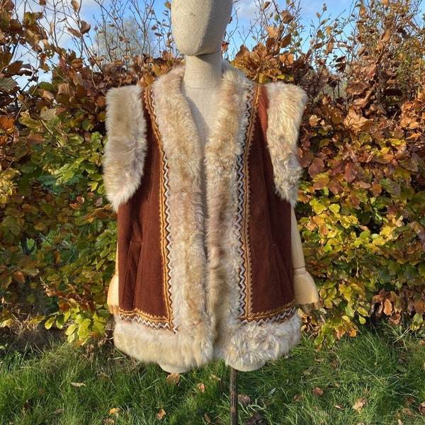 Afghan Sheepskin Waistcoat Vest Zaray