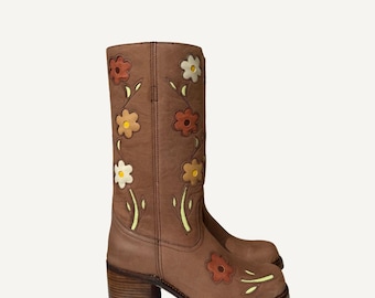Flower Boots Brown