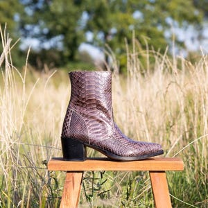 Botines de pitón Vino