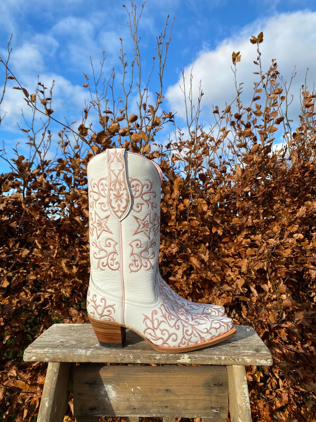 NEW ￼D\'emanuel\'s Cream handmade cowboy western boots vintage size 25 Mexico 7 me Made in Mexico Cowboy Boots - Etsy main image 4