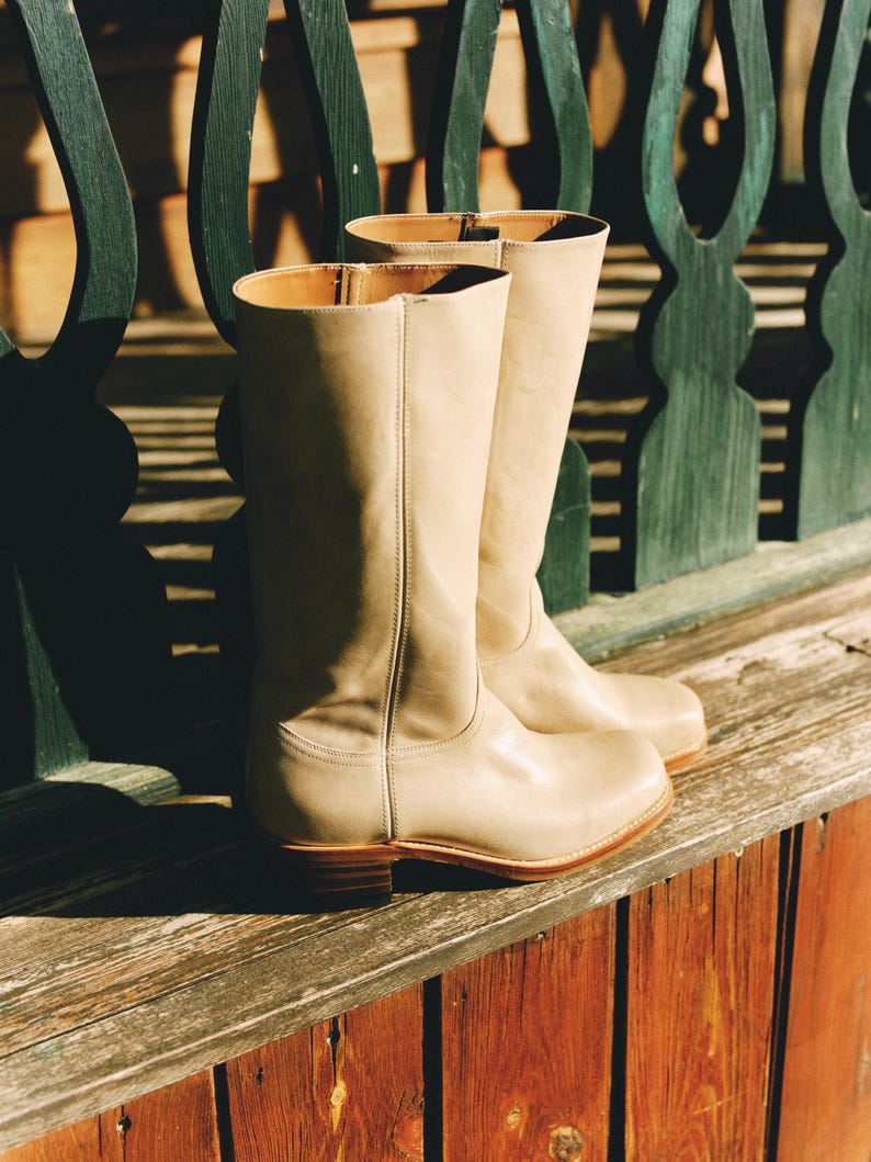 Chunky Boots in Camel Low Heel image 8