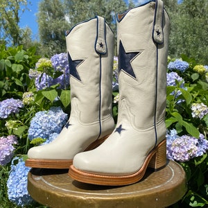 Blue Star Platform Boots Etsy