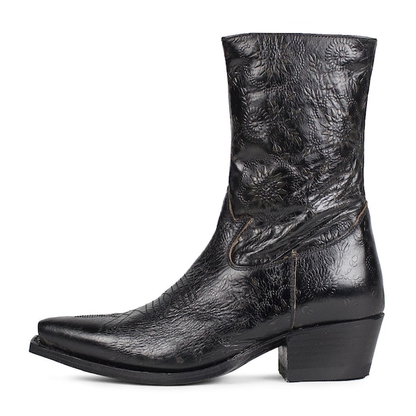 Black Ankle Floral Boots - Limited Edition