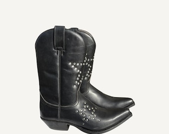 Black Cowboy Boots With Studded Stars - Deadstock