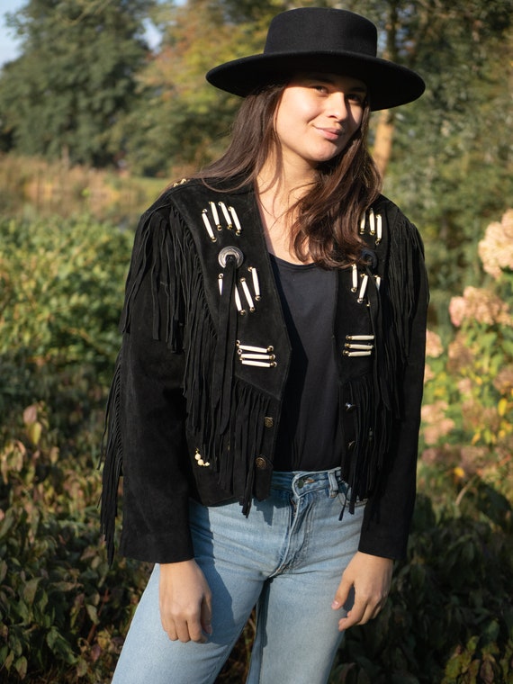 Fringed leather jacket