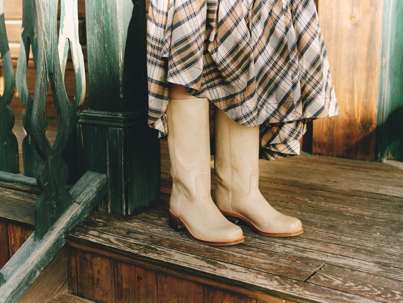 Chunky Boots in Camel Low Heel image 9