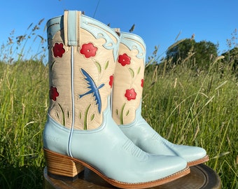 Colibri Boots Blue | Bird | flower