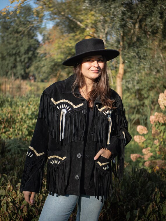 Fringed leather jacket